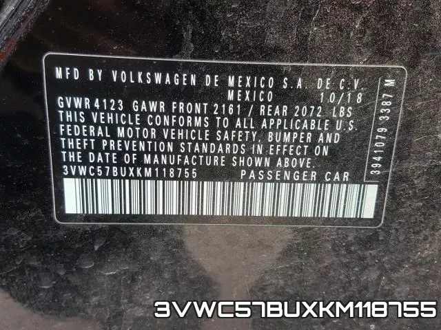 3VWC57BUXKM118755 фото 2