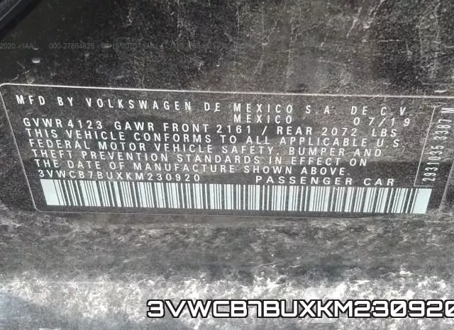 3VWCB7BUXKM230920 фото 10
