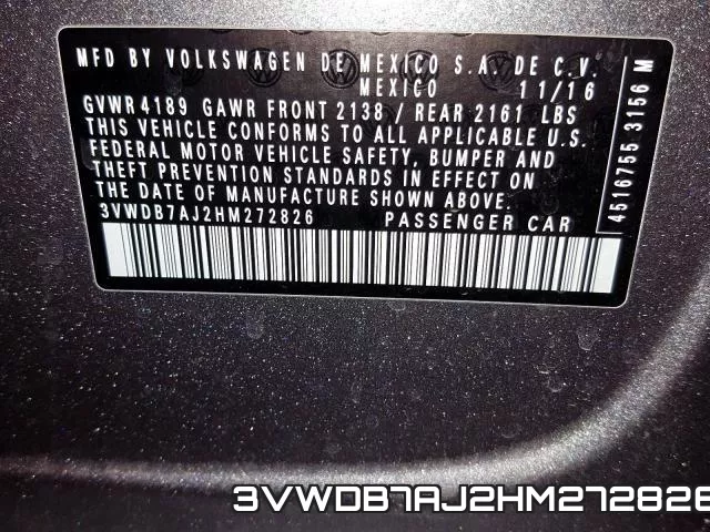 3VWDB7AJ2HM272826 фото 2