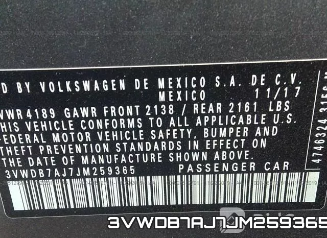 3VWDB7AJ7JM259365 фото 10