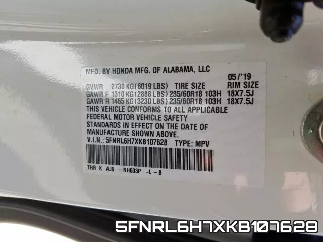 5FNRL6H7XKB107628 фото 2