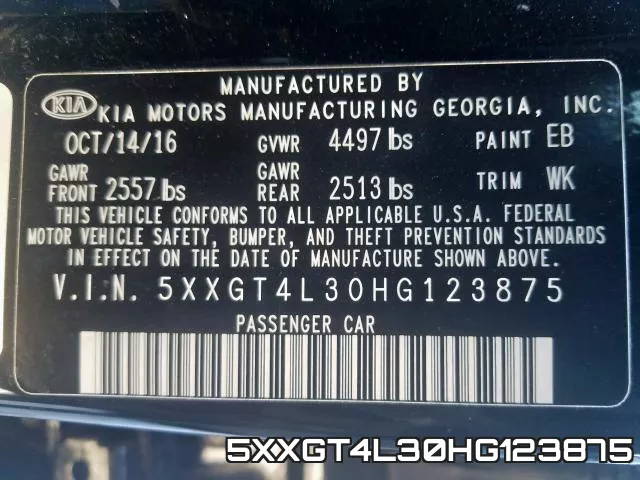 5XXGT4L30HG123875 фото 2