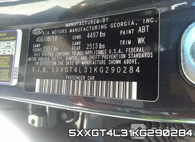 5XXGT4L31KG290284 фото 10