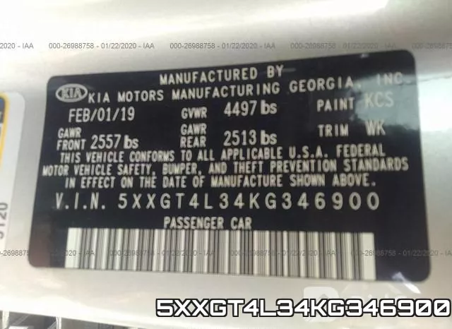 5XXGT4L34KG346900 фото 10