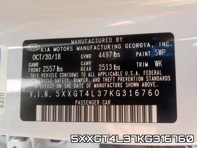 5XXGT4L37KG316760 фото 2