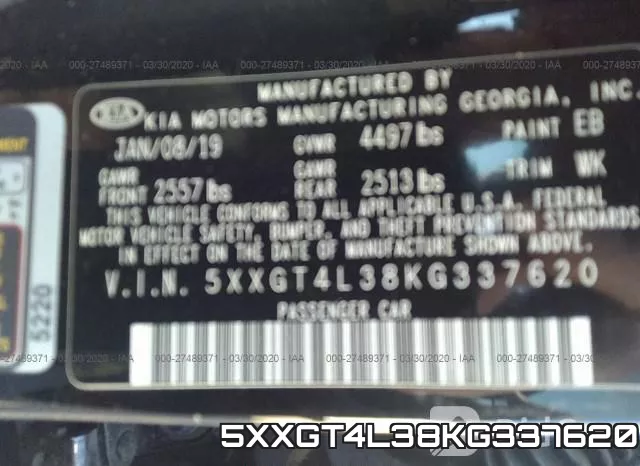 5XXGT4L38KG337620 фото 10