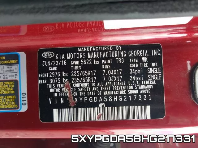 5XYPGDA58HG217331 фото 2