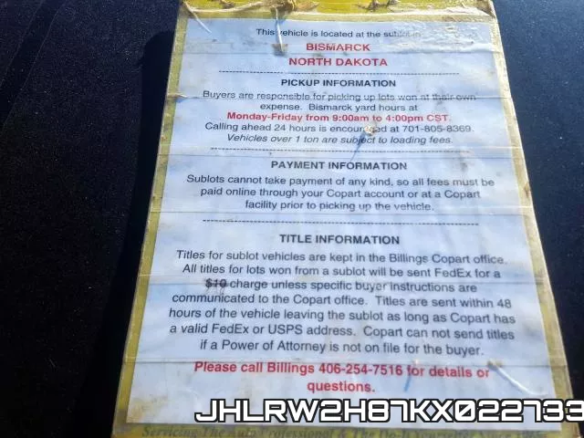 JHLRW2H87KX022733 фото 10