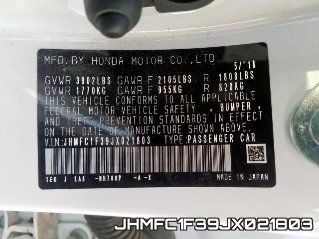 JHMFC1F39JX021803 фото 2
