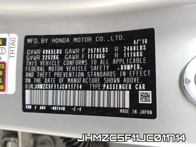 JHMZC5F11JC011714 фото 2