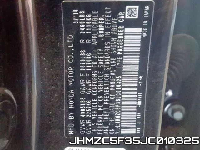 JHMZC5F35JC010325 фото 2