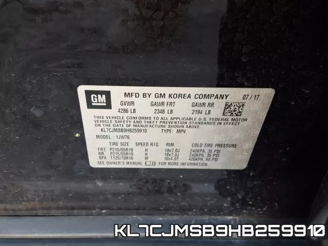 KL7CJMSB9HB259910 фото 2