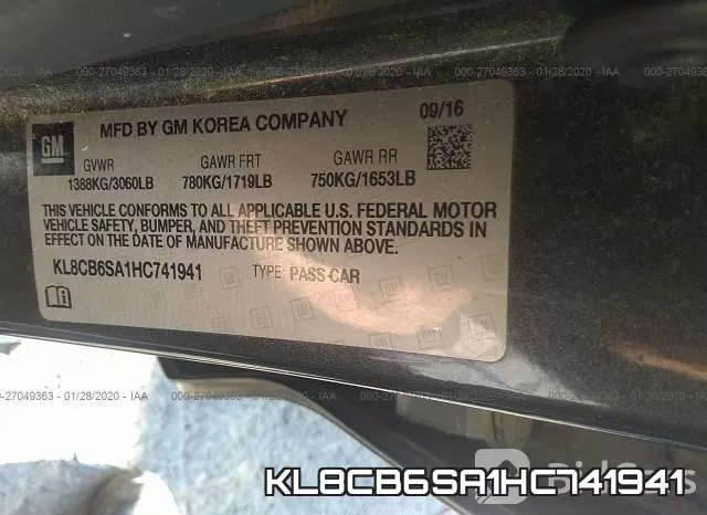 KL8CB6SA1HC741941 фото 10