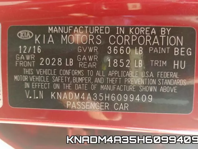 KNADM4A35H6099409 фото 2