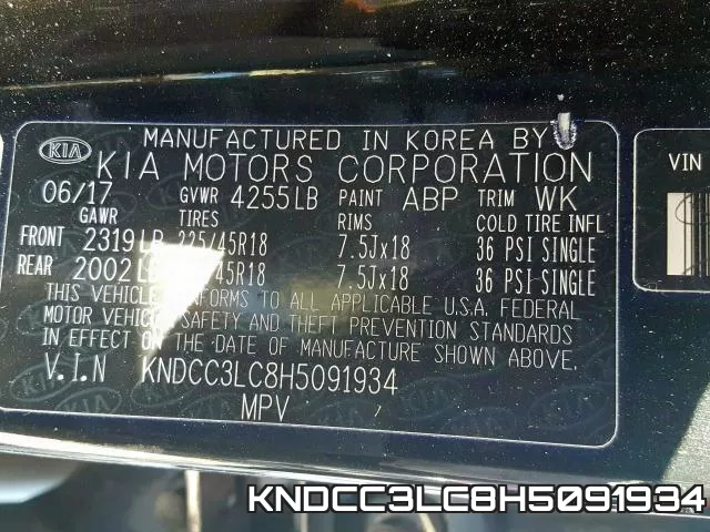 KNDCC3LC8H5091934 фото 2
