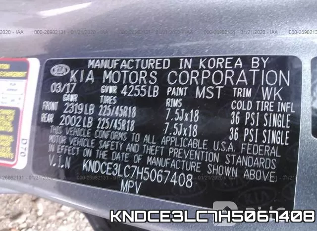 KNDCE3LC7H5067408 фото 10