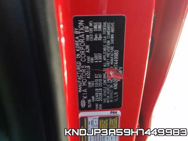 KNDJP3A59H7449983 фото 2