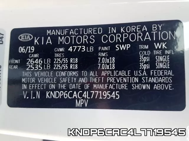KNDP6CAC4L7719545 фото 2