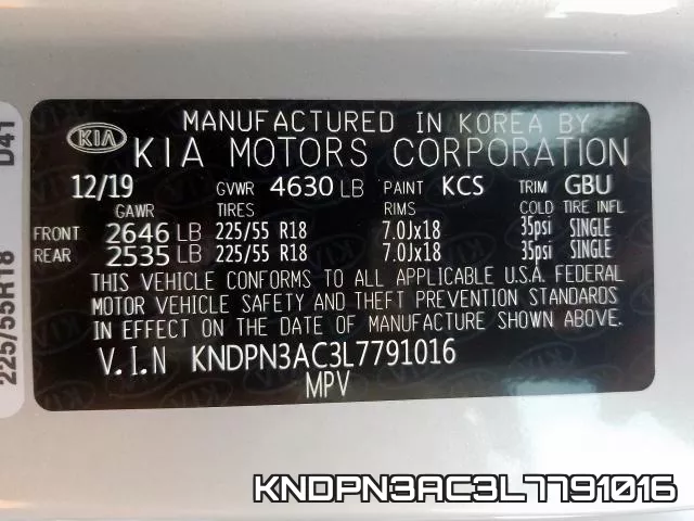 KNDPN3AC3L7791016 фото 2