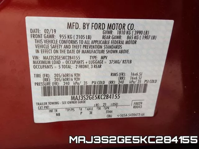 MAJ3S2GE5KC284155 фото 2