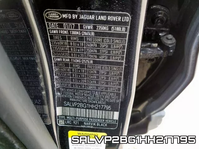 SALVP2BG1HH217795 фото 2
