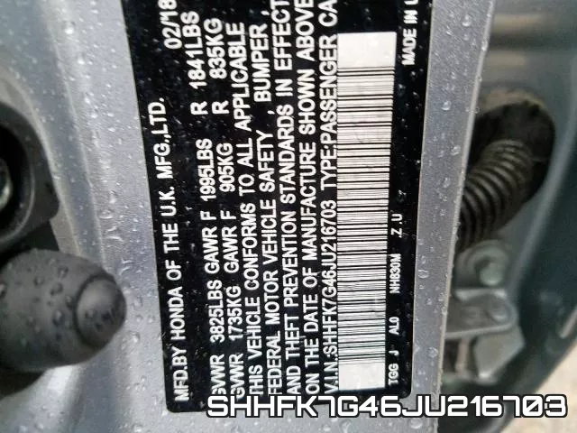 SHHFK7G46JU216703 фото 2