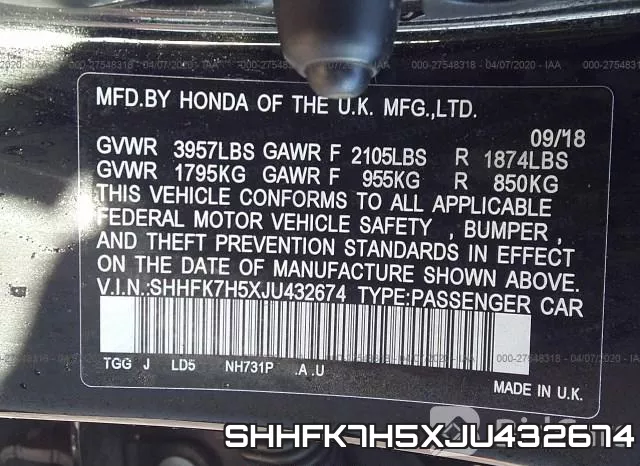 SHHFK7H5XJU432674 фото 10