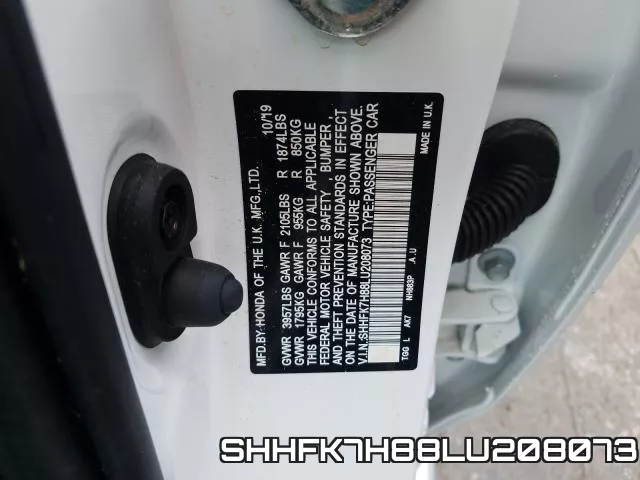SHHFK7H88LU208073 фото 2