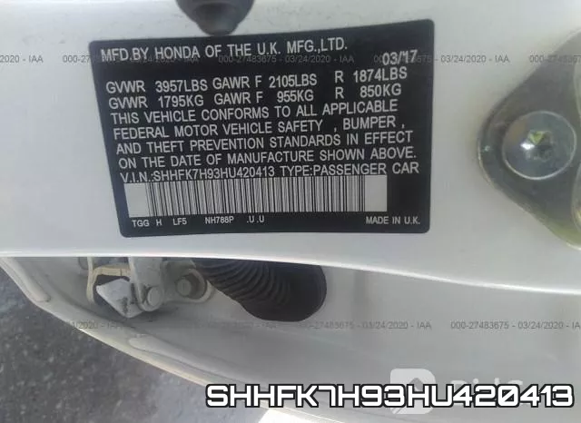 SHHFK7H93HU420413 фото 10
