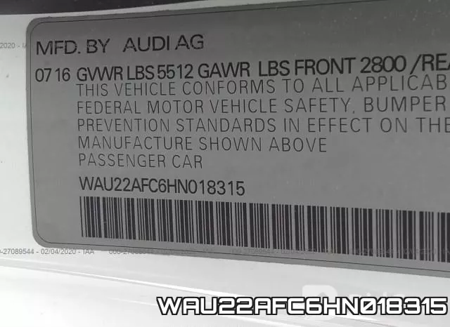 WAU22AFC6HN018315 фото 10