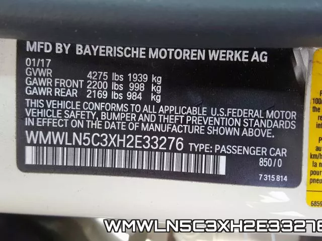 WMWLN5C3XH2E33276 фото 2