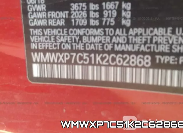 WMWXP7C51K2C62868 фото 10