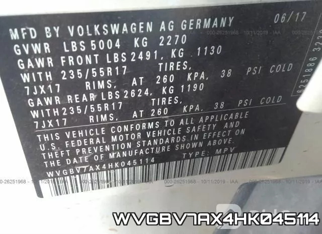 WVGBV7AX4HK045114 фото 10