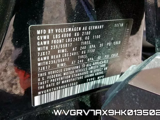 WVGRV7AX9HK013502 фото 2
