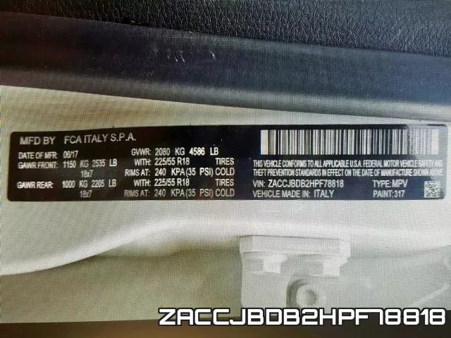 ZACCJBDB2HPF78818 фото 2