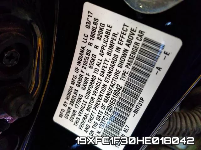 19XFC1F30HE018042 фото 2