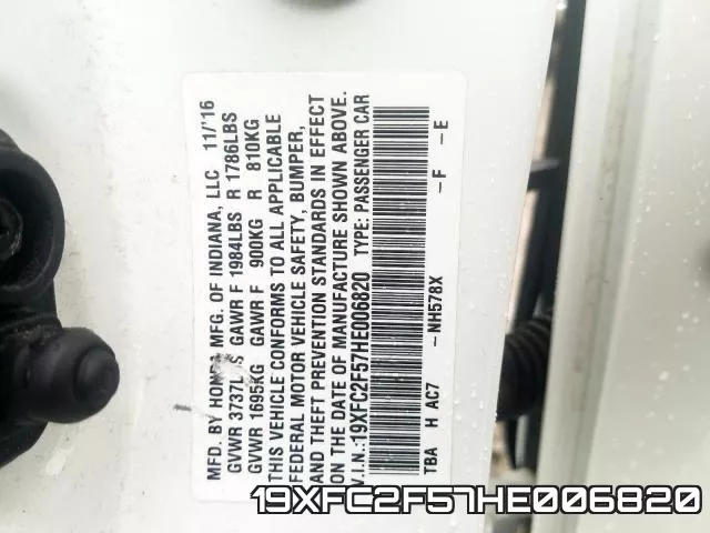 19XFC2F57HE006820 фото 2