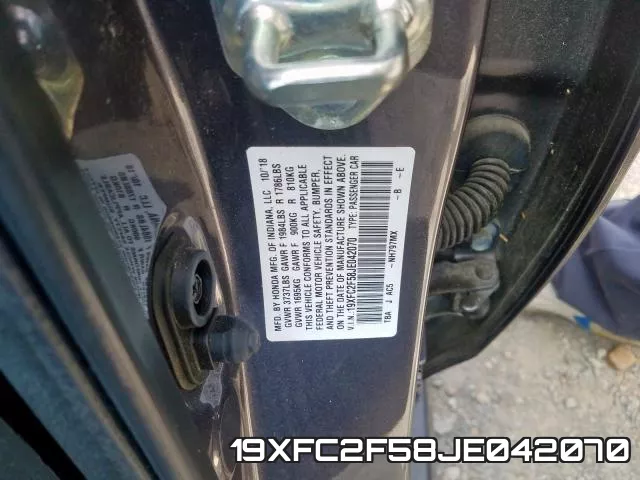 19XFC2F58JE042070 фото 2
