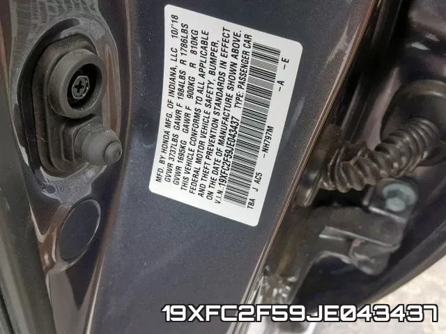 19XFC2F59JE043437 фото 2