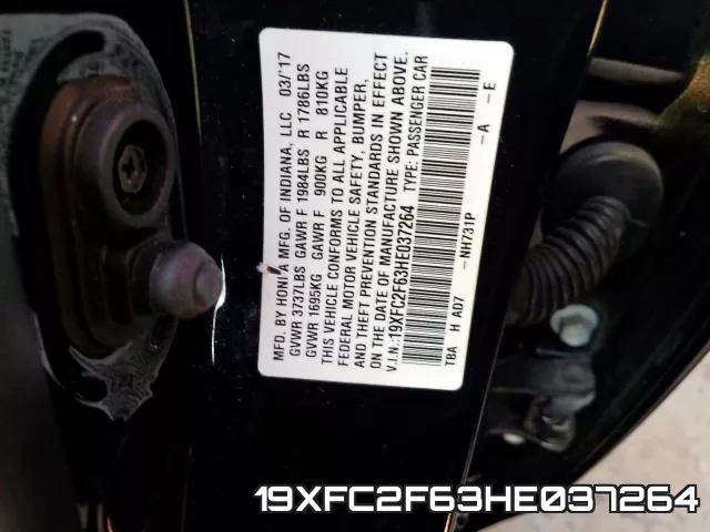 19XFC2F63HE037264 фото 2
