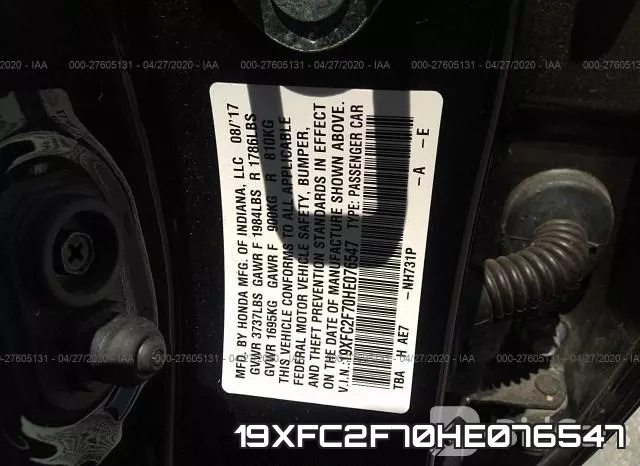 19XFC2F70HE076547 фото 10