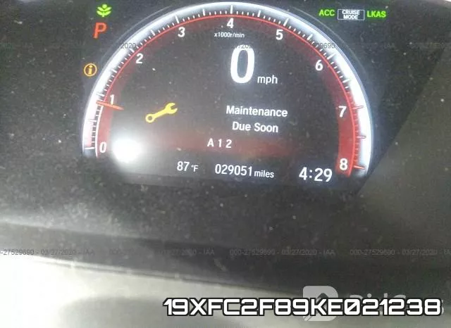 19XFC2F89KE021238 фото 8