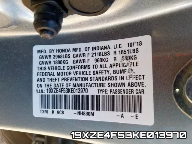 19XZE4F53KE013970 фото 2