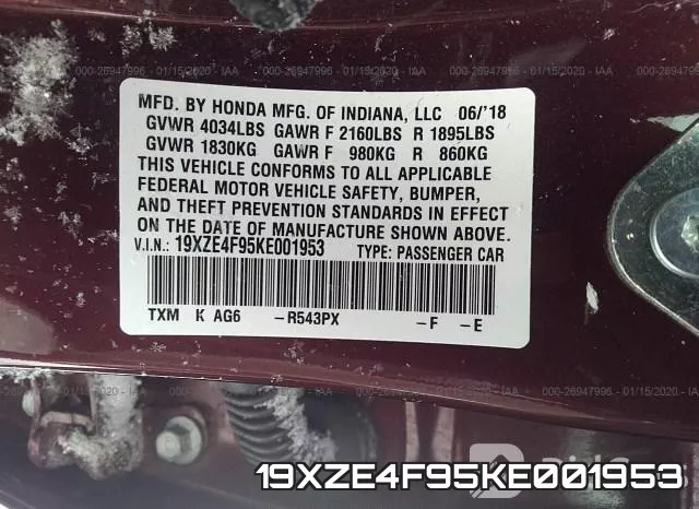 19XZE4F95KE001953 фото 10