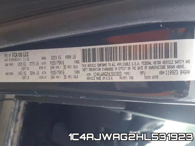 1C4AJWAG2HL531923 фото 2