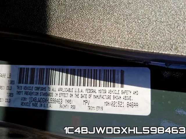 1C4BJWDGXHL598463 фото 2