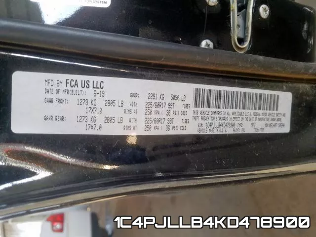 1C4PJLLB4KD478900 фото 2