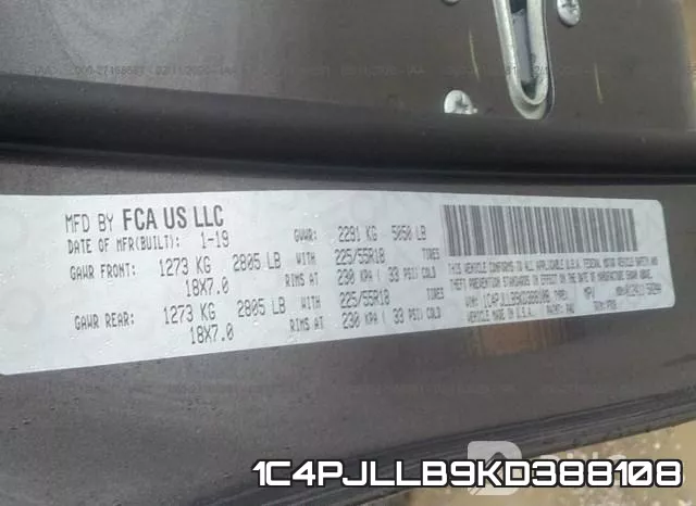 1C4PJLLB9KD388108 фото 9