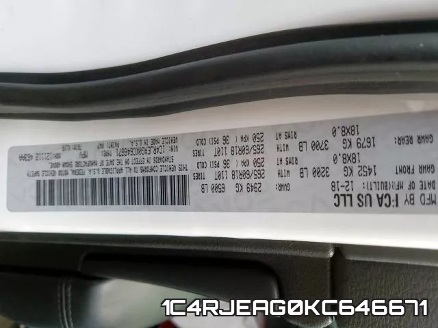 1C4RJEAG0KC646671 фото 2