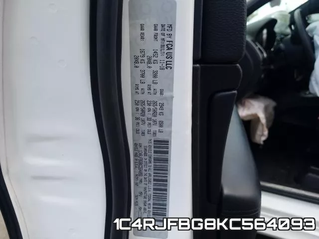 1C4RJFBG8KC564093 фото 2
